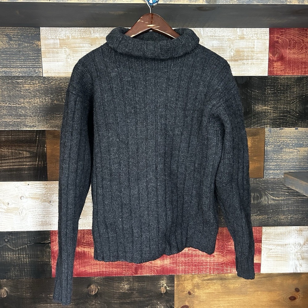 Vintage J Crew Rollneck Sweater Cable Knit Thick Chunky Wool Rubbles M-L